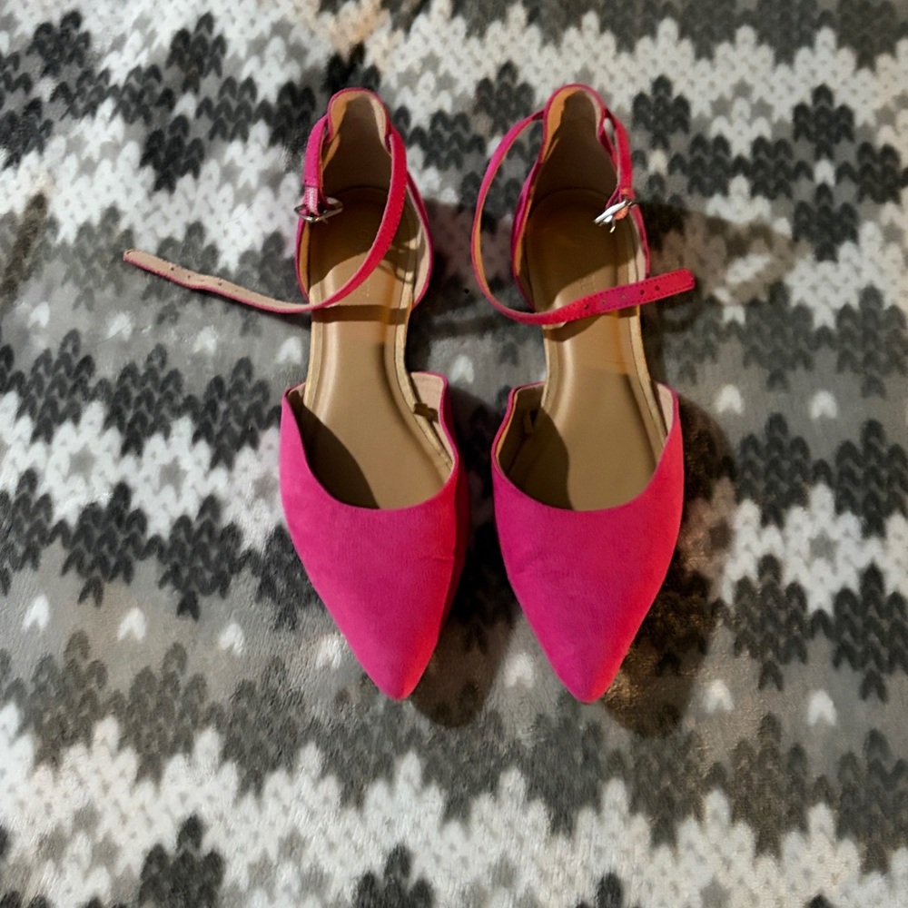 Pink Ankle Strap Flats
